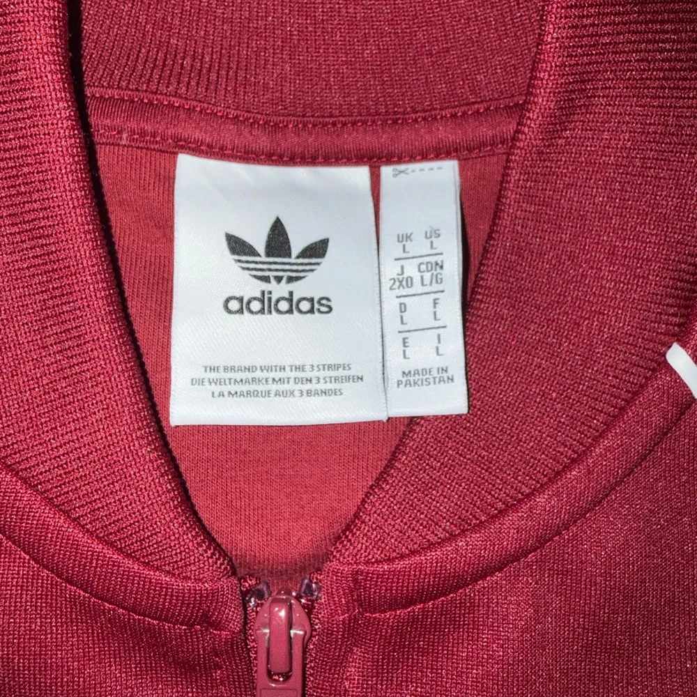 Adidas Performance Maroon/White Striped Full-Zip Track Jacket